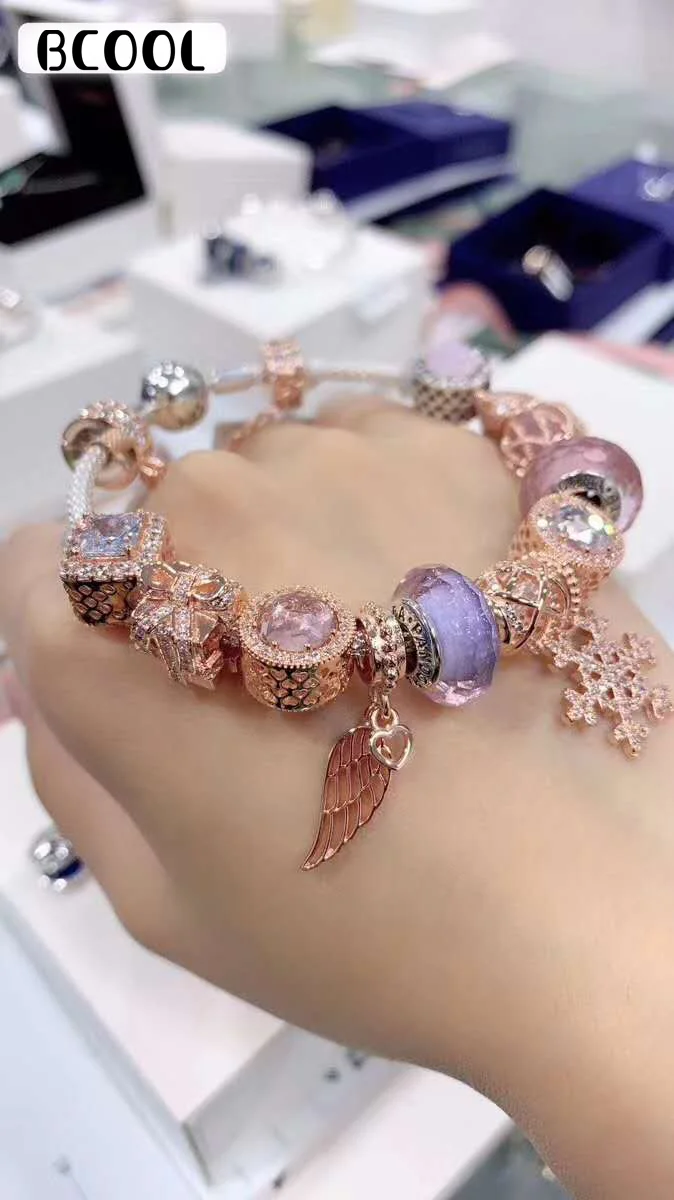 

100%925 Sterling Silver Original Copy 1:1 New Summer Rose Gold Bracelet Free Shipping