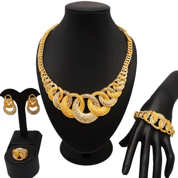 

CITY women fashion necklace fine jewelry sets women necklace 24k gold jewelry sets flower necklace