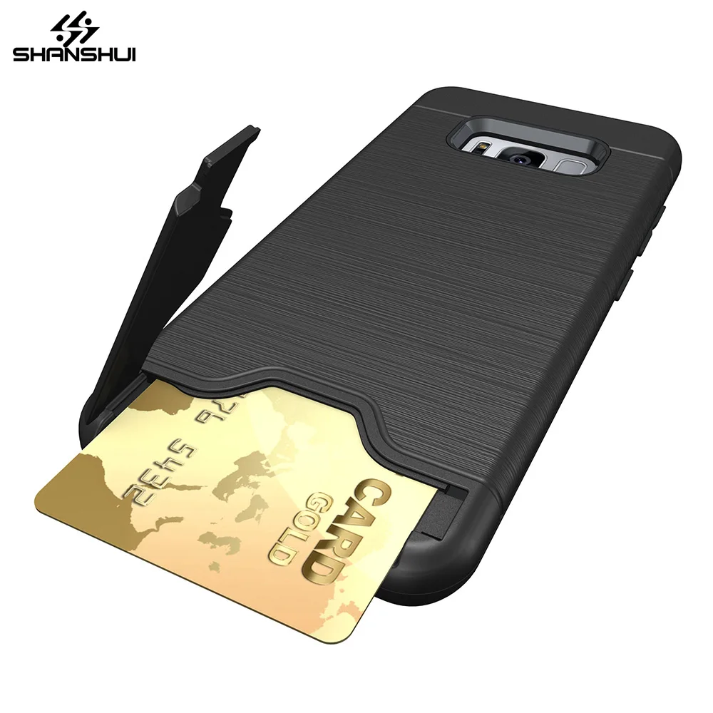 Case for Samsung Galaxy S7 S7 Edge S8 Plus Card Pocket Stand 360 Armor