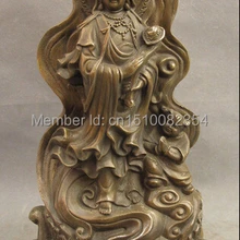 1" Китайский Бронзовый Медный Малыш Ребенок Кван-инь Гуаньинь Будда Держите RuYi Статуя