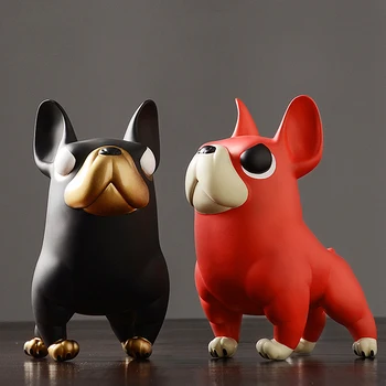 

Creative french bulldog black/red Lovely animal dog Figurines & Miniatures arts and crafts ornaments home decoration accessories