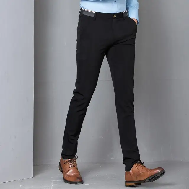 Black Stretch Skinny Dress Pants Men 