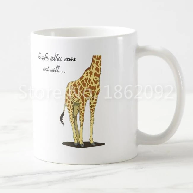 Tasse A Cafe Girafe Selfies Pour Enfant Amusante Girafe Mignon Humor Selfie Citation Tasse De The Blague Funky Cadeau Pour Une Maison Ou Un Bureau Aliexpress