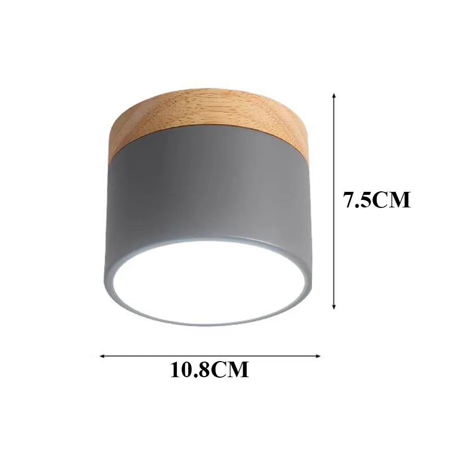 Thrisdar 7 Вт 12 Вт скандинавский деревянный поверхностный монтируемый светодиодный светильник для кухни спальни коридора Светодиодный точечный потолочный светильник - Испускаемый цвет: Grey