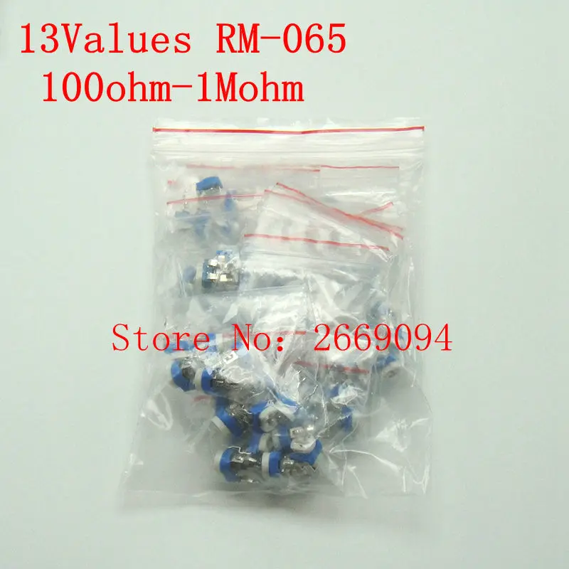 

13 ценностей X 10 шт. = 130 шт. подстроечный потенциометр, RM-065 100ohm-1Mohm RM065, регулируемые резисторы, новый, бесплатная доставка