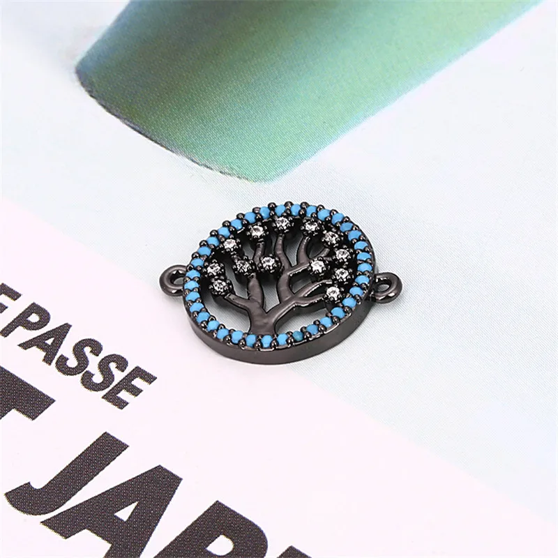 

Micro Paved CZ Zircon racelet Colorful Turquoise Tree Of Life Connect Bracelets For Women Girls Adjustable Chain Wrist Bracelet