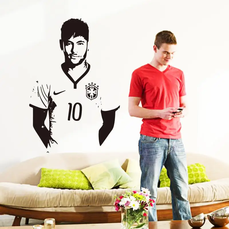 Արվեստի ձևավորում էժան տան ձևավորում վինիլ Neymar da Silva ֆուտբոլային պատի կպչուն շարժական տան դեկորով հայտնի ֆուտբոլիստի դեկալ