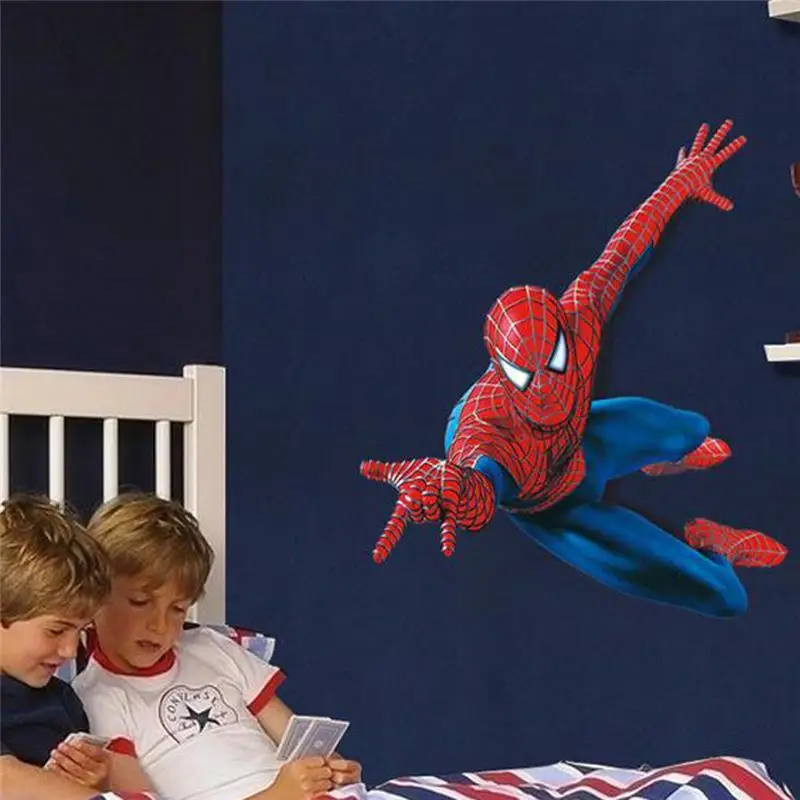 

3d Spiderman Wall Stickers For Boys Room Decoration Diy Cartoon Super Hero Movie Mural Art Kids Wall Decals Pvc Posters