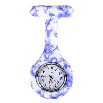 

Shellhard Fashion Prints Colorful Nurses Watches Doctor Portable Fob Pocket Watch Brooches Silicone Quartz Medical Round Watch