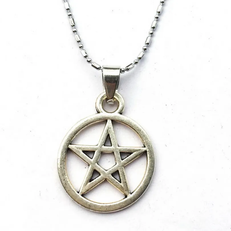 Round Shaped Star Inside Pendant Blessed Necklace Pentagram Wiccan Jewelry Giftin Pendant