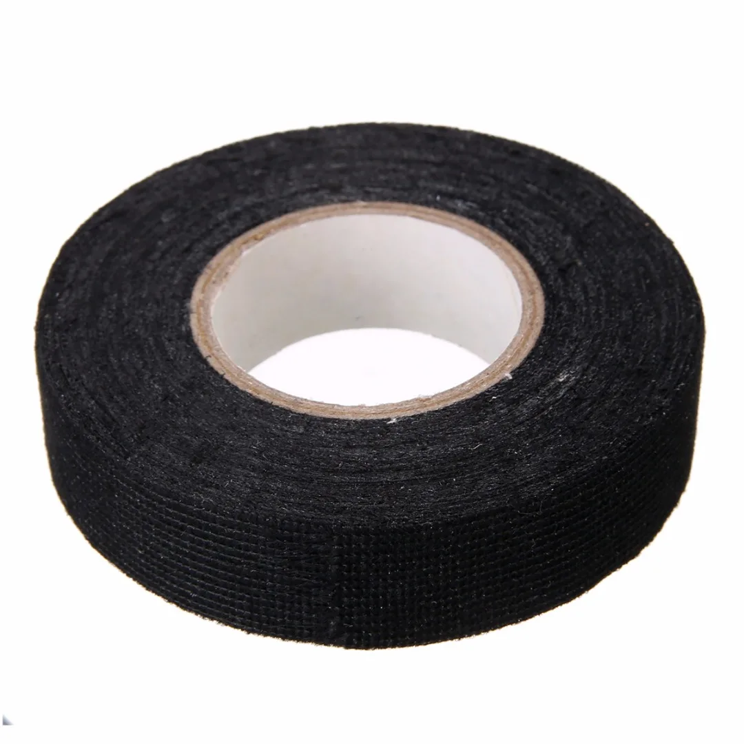 1pc Black Adhesive Cable Protection Fabric Tape Looms Wiring Harness Cloth 19mm x 15m