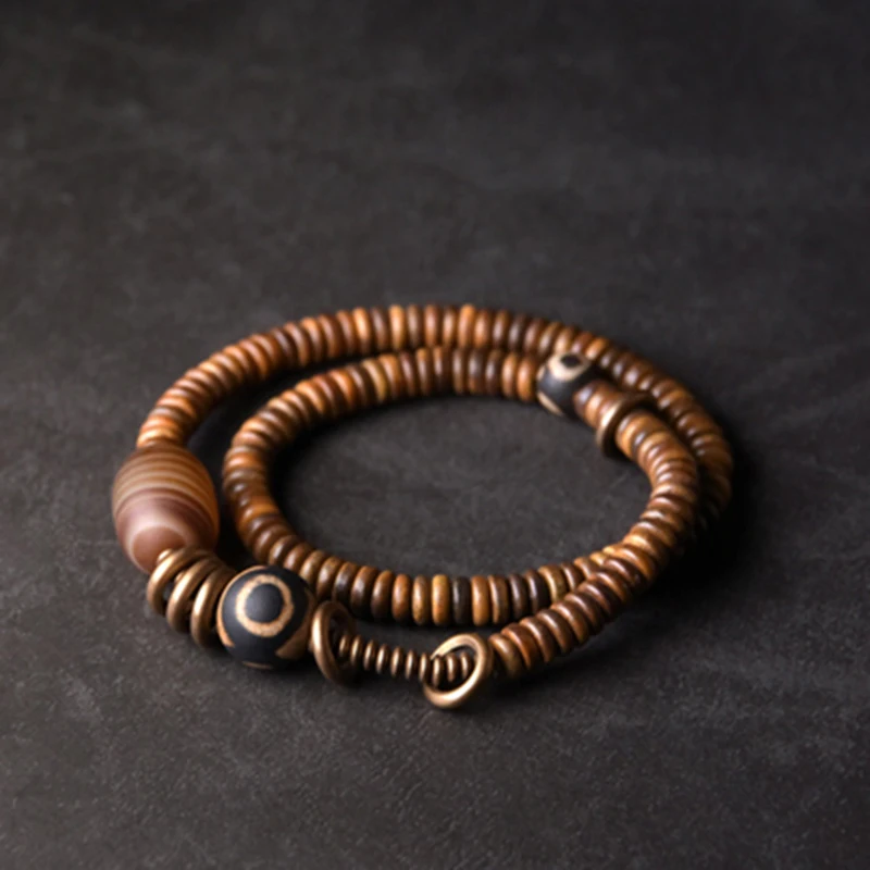 

Verawood Multi Layer Bracelet Sardonyx Vintage Processed Copper Tibetan Bead Zen Healing Jewelry For Men Women Wood Jewelry