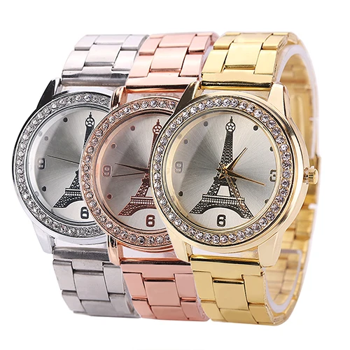 

Popular Women Eiffel Tower Rhinestone Stainless Steel Analog Quartz Wrist Watch