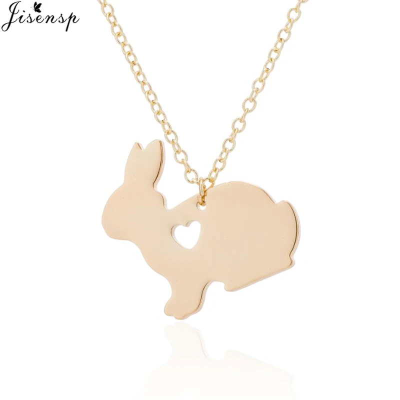 Jisensp, Очаровательное ожерелье с милым животным Кроликом, подвески-кролики, ожерелье s для женщин, ювелирные изделия в виде животных, ожерелье, вечерние подарки, бижутерия - Окраска металла: gold necklace