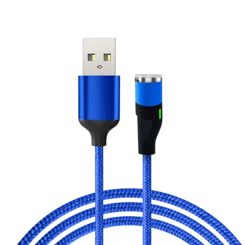 Магнитный USB кабель VOXLINK 1 м светодиодный для iPhone Xs 6 и USB TypeC кабель и Micro USB нейлоновая оплетка для samsung Xiaomi huawei LG USB C - Цвет: Blue Cable no Plug