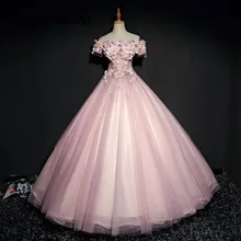 Rosa Vestidos Quinceanera Prom Party Vestido Longo Fora Do Ombro Flor Dança vestido de Baile Vestidos De Vestidos de 15 Años Doce 16 248