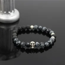 Faitheasy индивидуальность натуральный снег бусины из вулканического камня человеческий скелет головы браслеты с орнаментами