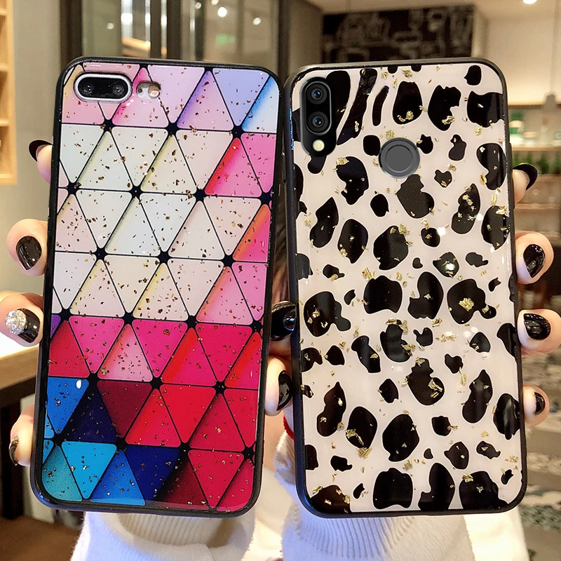 

Luxury Gold foil Leopard case For Huawei Honor 8X 7x Cover For Huawei Honor V9 V10 case Honor 8 Case Funda Honor 9