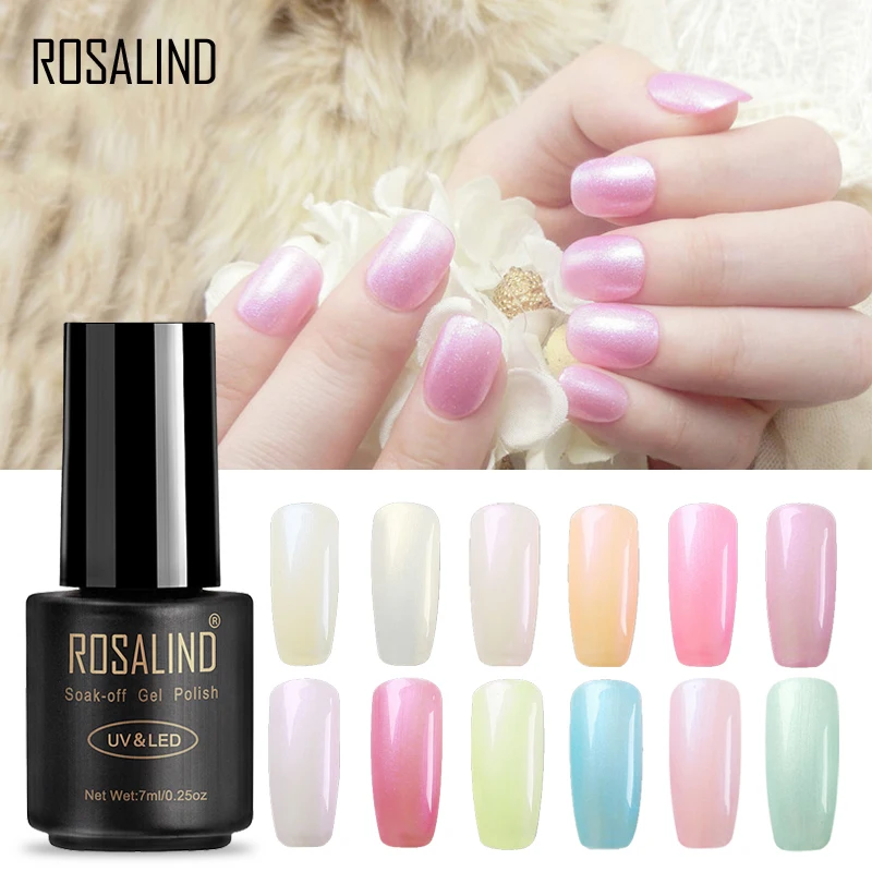 

ROSALIND 7ml Pearl UV Nail Gel Polish Pure Color UV Soak Off Nail Polish Semi Vernis Permanent gel lacquer