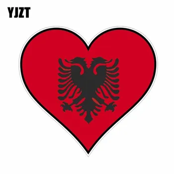 

YJZT 14.1CM*13.1CM Funny Styling ALBANIA Heart Flag Body Decal Car Sticker 6-1647