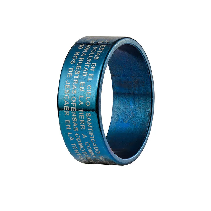 Кольца из титановой стали с надписью «Jesus» для мужчин, розовое золото/черное кольцо для женщин, посеребренные кольца для влюбленных, обручальное Ювелирное кольцо - Цвет основного камня: Letter blue