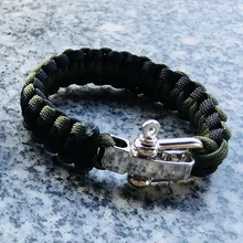 Открытый выживания браслеты Кемпинг Плетеный Браслеты спасения Паракорд парашют для мужчин аварийного Веревка Регулируемый нержавеющи