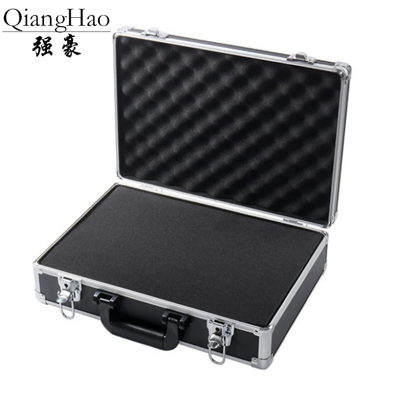 B-black Алюминиевый сплав портативный пароль toolbox Многофункциональный костюм чехол для хранения Чехол Безопасный инструмент оборудование чехол с губкой - Цвет: B-black