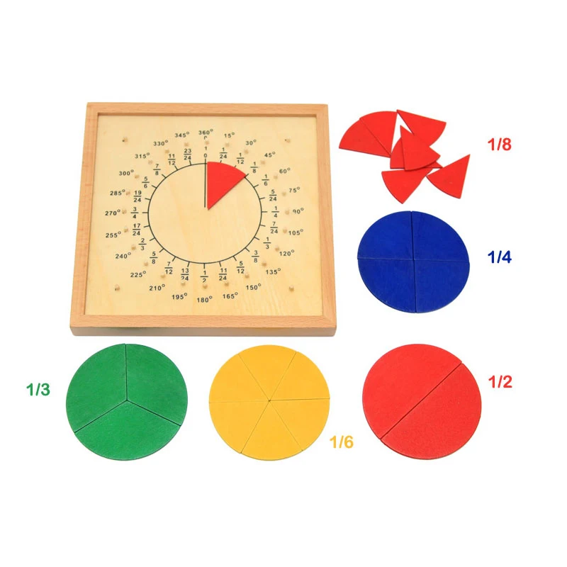Wooden Circular Mathematics Fraction Division Teaching Aids Montessori Board