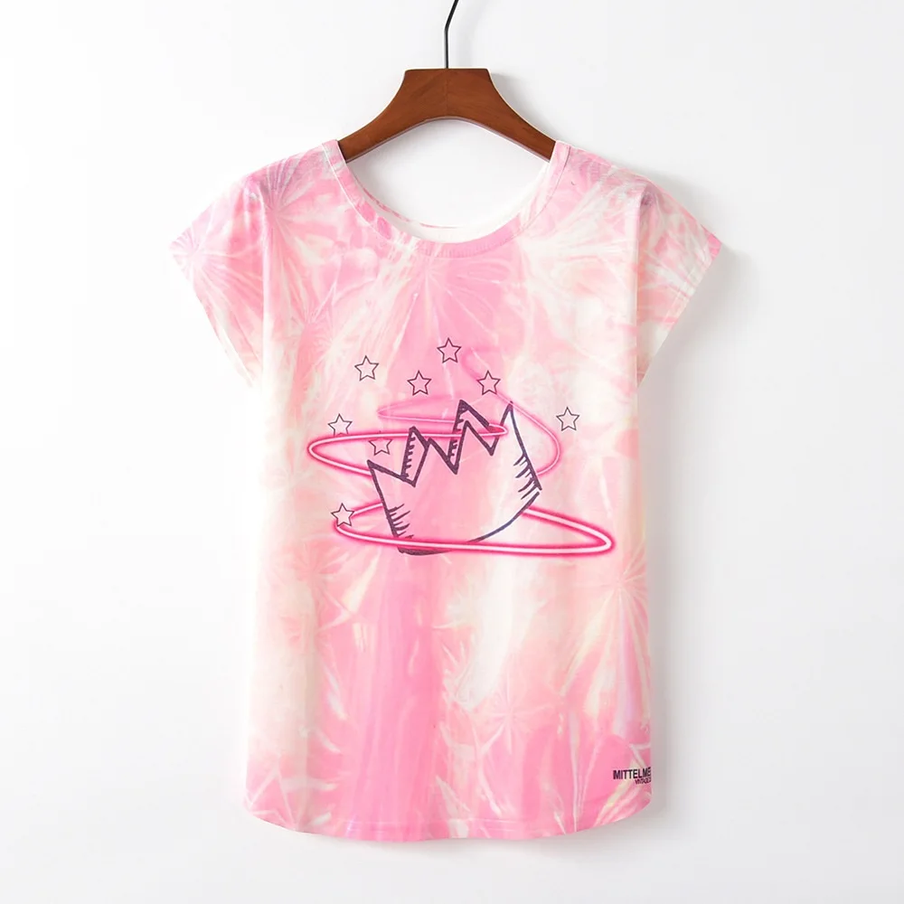 M037 Crown Summer Autumn Women T-Shirts for Girls Harajuku Kawaii Cute Style Bird Print Loose T-shirt New Casual Lady Short Sleeve Tops Tee - Цвет: M037 Crown