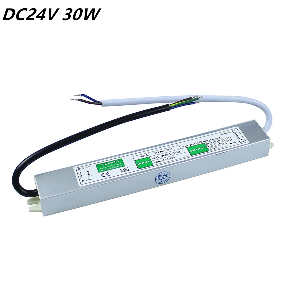 

DC 24V 30W LED Power Supply adapter AC110V-260V IP67 Waterproof Electronic LED Driver Transformer for LED Light Strips