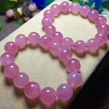 Браслет из натуральных кристаллов Розовый кварц Мадагаскар круглые бусины 14-13 мм AAA