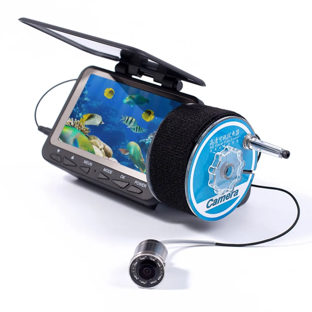 Рыболокаторы Водонепроницаемый IP68 15 м DVR 8 ИК-подсветка Функция Рыболокаторы 12vdc 1000tvl 4.3 дюймов ЖК-дисплей подводный Рыбалка видео Камера