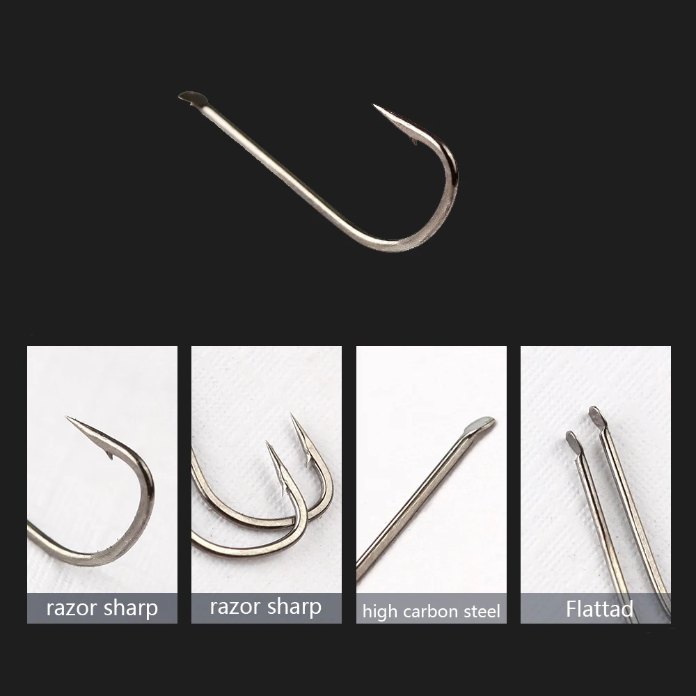 50Pcs/Lot Iseama Flatted Fishing Hook Size Barbed Carp 2 4 6 8 10 Japan Single hook Fishhook