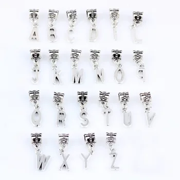 

26 Pcs a Lot Silver plated Beads Round Mixed DIY Big Hole Metal Beads Spacer Murano Bead Charm Fit For Pandora Charms Bracelet