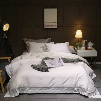 

New 4pcs Hot Sale Designer Luxury egyptian cotton Bedding Set Embroidery comfortable hotel Bedding Sets Home Textile