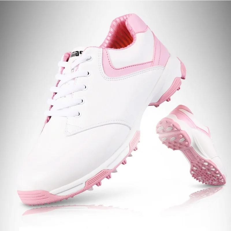 Golf Shoes Women Waterproof Breathable Shoes Lace Up Comfortable Slip Resistant Sports Sneakers Outdoor Golf Trainers AA10093