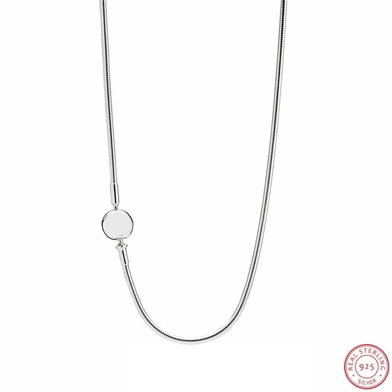 ESSENCE COLLECTION Slender Elegant Snake Chain Necklaces for Women Jewelry in 925 Sterling Silver with Iconic LOGO Clasp FLB010