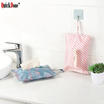 

QuickDone Flamingo Hanging Tissue Box Cover Cotton Line Towel Napkin Container Bathroom Living Room Car Tissue Storage NDK0035