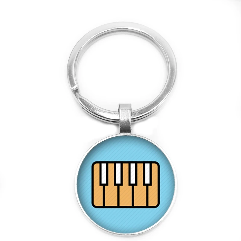 Кулон в форме сердца с изображением фортепиано любовь круглый брелок стеклянная выпуклая клавиатура пианино стеклянный купол Подарочный Брелок для ключей подвеска