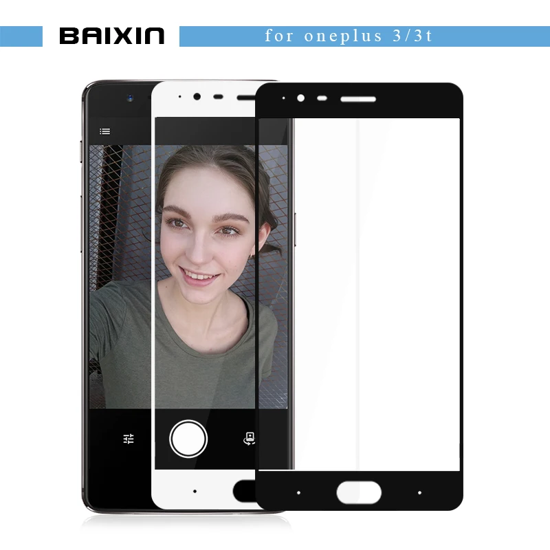 

baixin Full Cover Tempered Glass for oneplus 3t 3 Three 1+3 Screen Protector for one plus 3 3t A3003 A3010 case glass Film cover