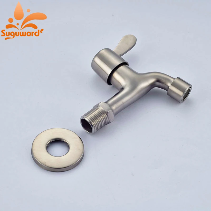 Brushed Nickle Washing Machine Taps Bathroom Laundry Sink Faucet