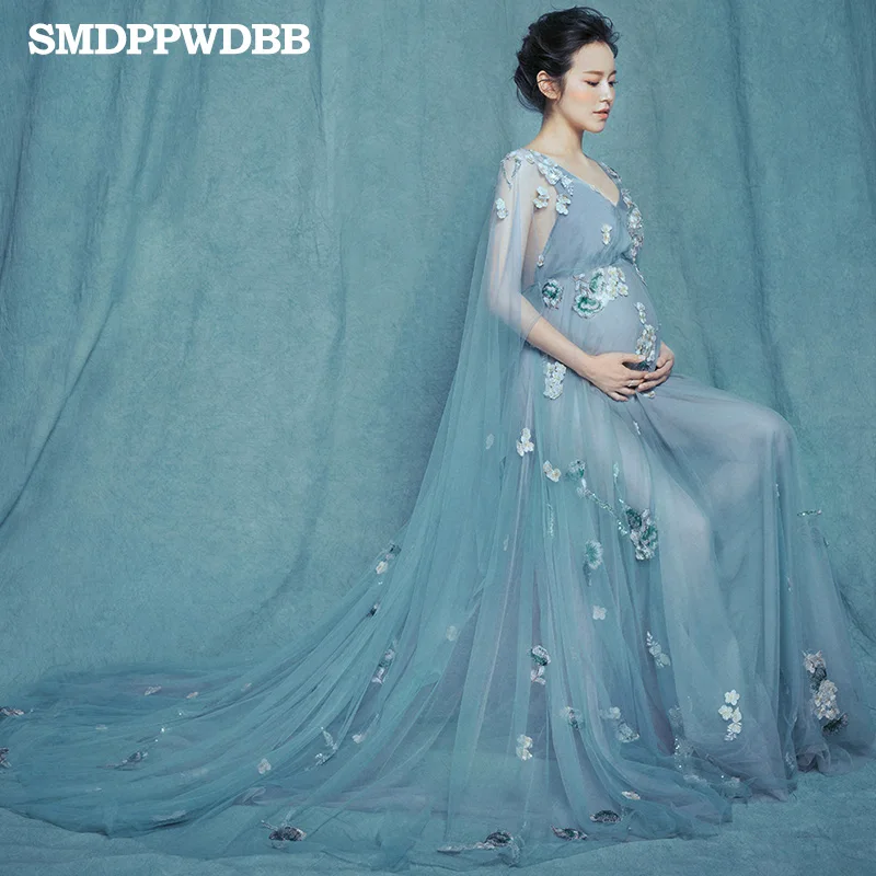 SMDPPWDBB для беременных фотография Реквизит Королевский стиль кружева беременность платье для беременных фотосессия для беременных длинное платье Ночная рубашка