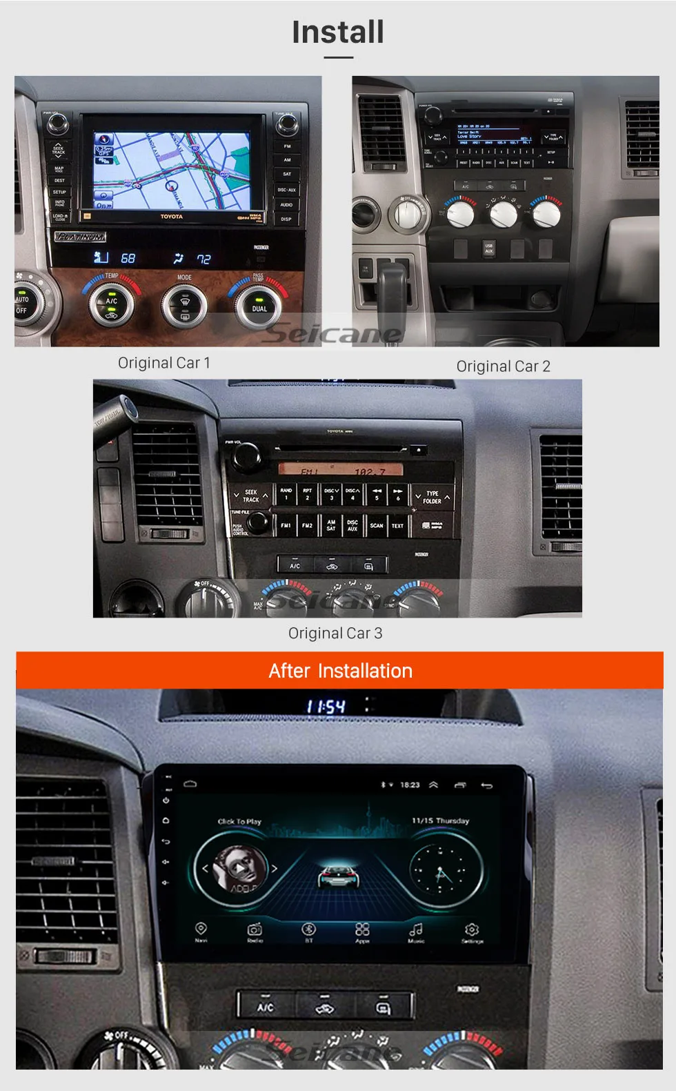 Discount Seicane 10.1 inch HD touchscreen Radio GPS Navigation System Android 8.1 for 2006-2015 TOYOTA Sequoia Support Radio Carplay 5