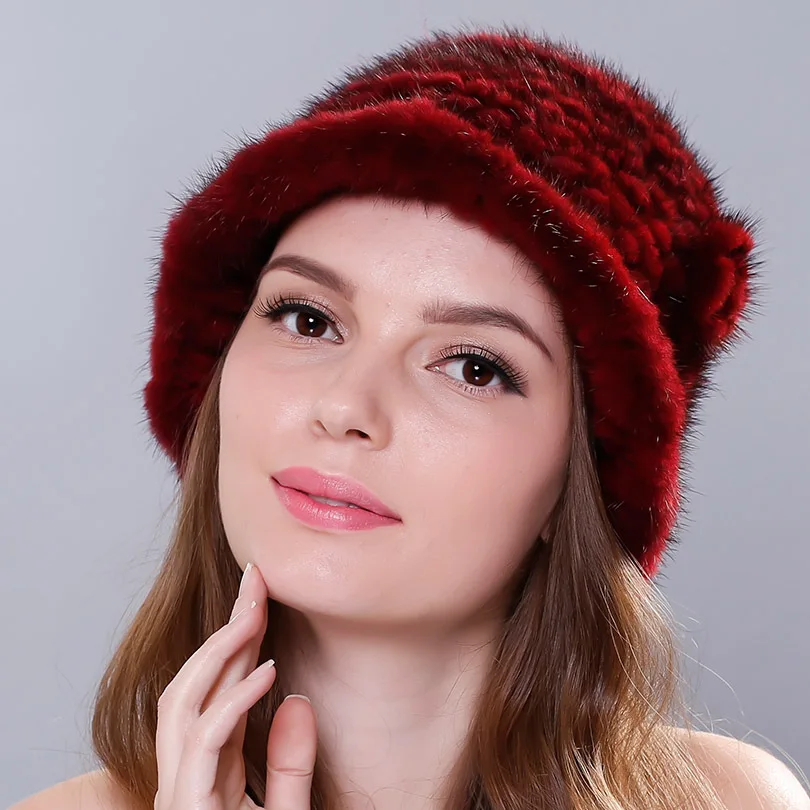 FUR123 Европейская и американская Новая модная теплая норковая меховая шапка для