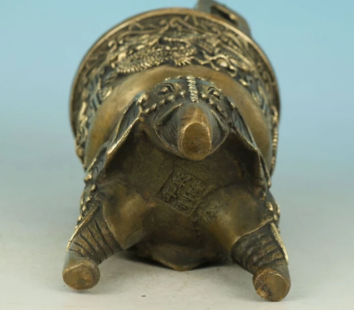 

S0376 Asian Chinese Old Bronze Carved DRagon Elephant Statue Buddha Incense Burner