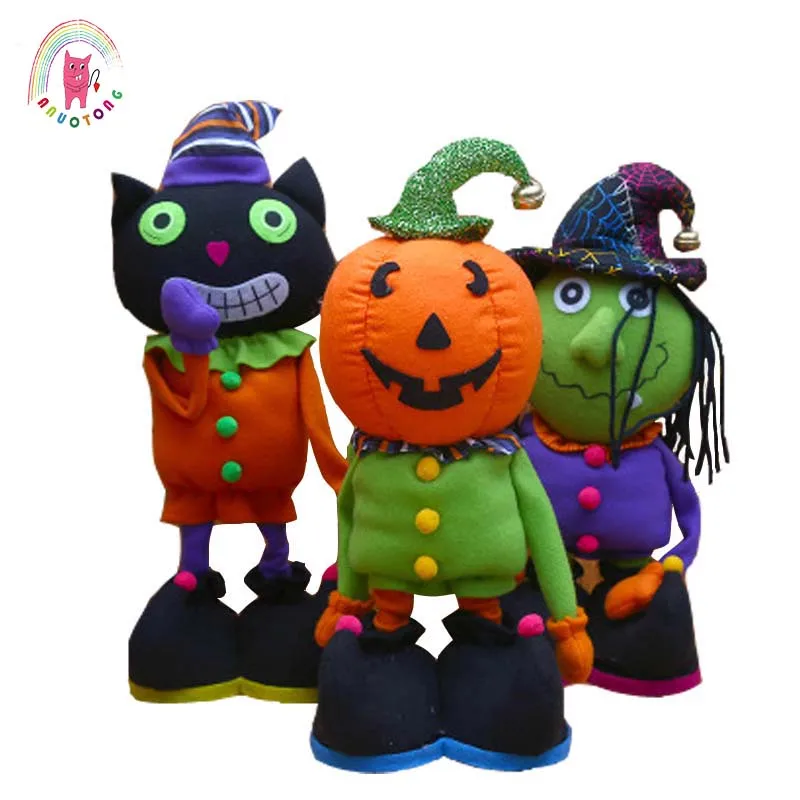 Хэллоуин триллер ночная забавная плюшевая телескопическая кукла черные кошки