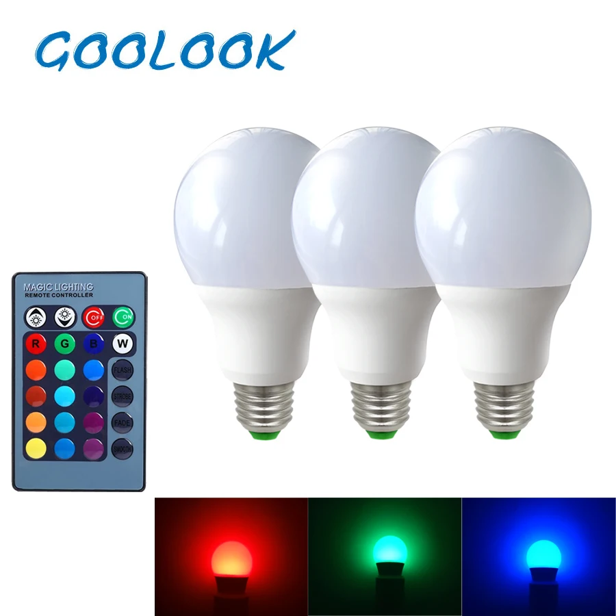 Светодиодный светильник goook s RGB E27 3 Вт 3 шт. 5 шт. светодиодный RGB прожектор RGB Освещение для украшения дома+ 24 ключа ИК пульт дистанционного управления 16 цветов