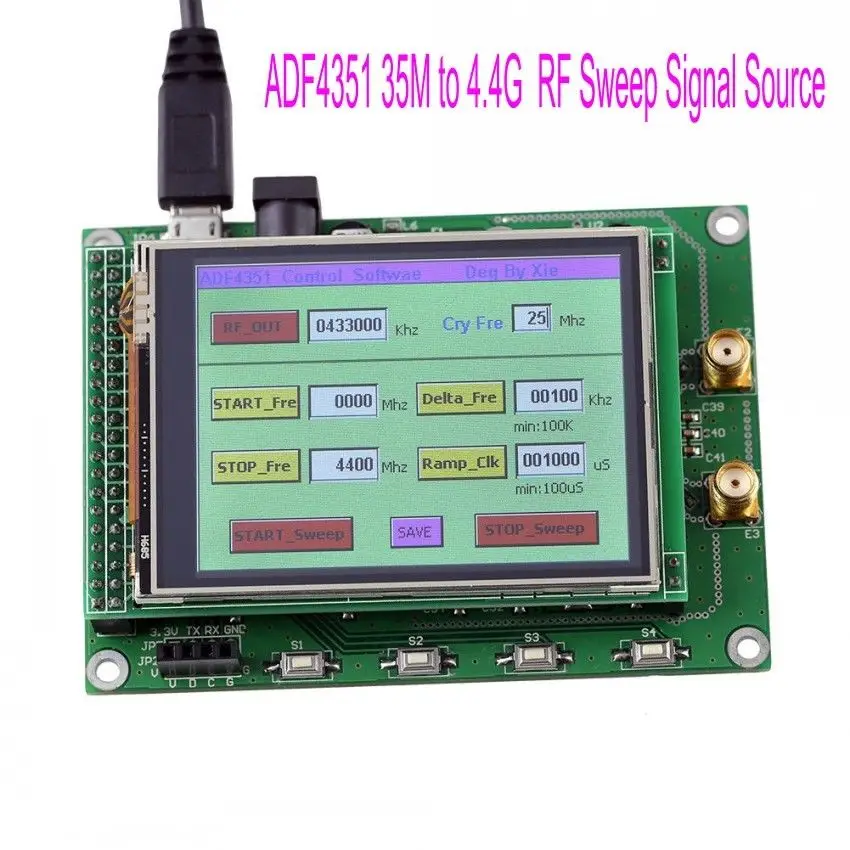 ADF4351 радиочастотный источник сигнала Женский 35M 4 4G с сенсорным ЖК дисплеем STM32