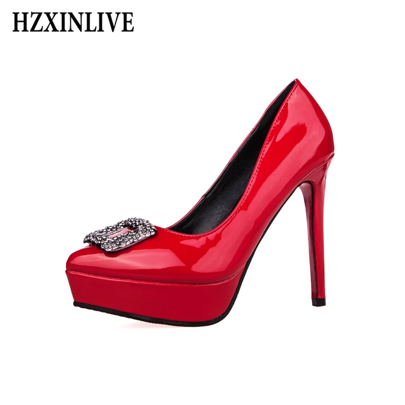 

HZXINLIVE Thin Heels Party Women Pumps Shoes Extreme High Heels Pointed Toe Female Shoes Red Platform Luxury Ladies Shoes