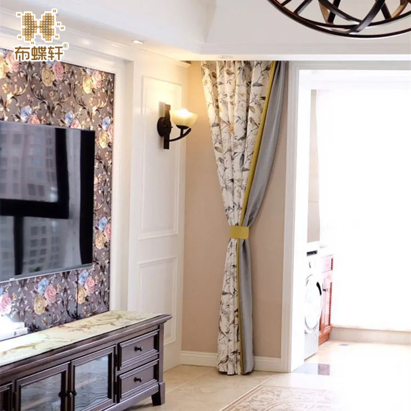 

2019 Summer Modern American Pastoral Style Fabric Curtains For Living Room Bedroom Study Room Imitation Line Drapes